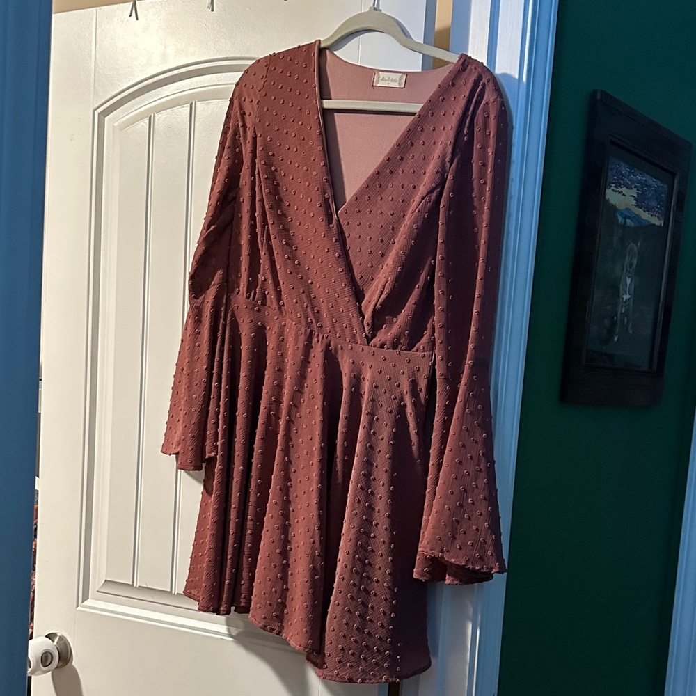Altar'd State Dusty Rose Long Sleeve Dress